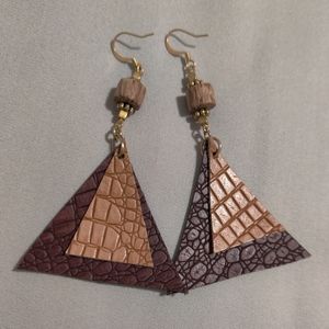 Leather Triangle Bead Earrings